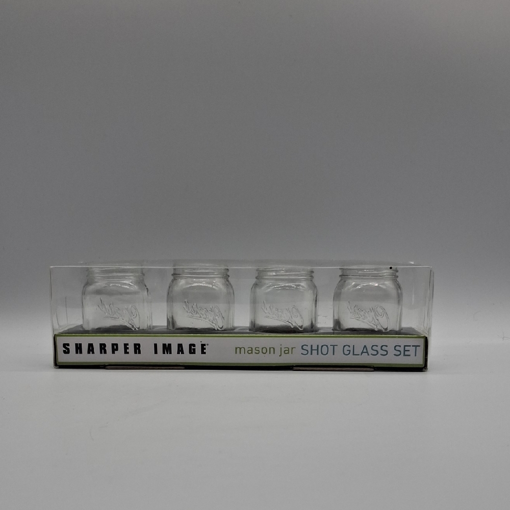 Sharper Image Clear Glass Mason Jar Shot Set